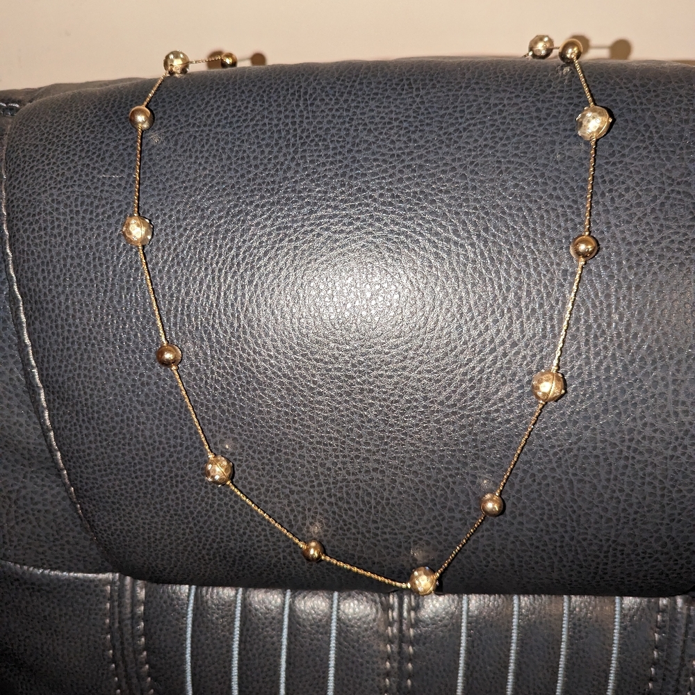 Long Gold Beaded Necklace